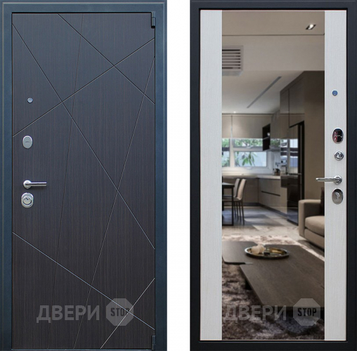 Входная металлическая Дверь АСД Вектор с зеркалом Лиственница белая в Лыткарино