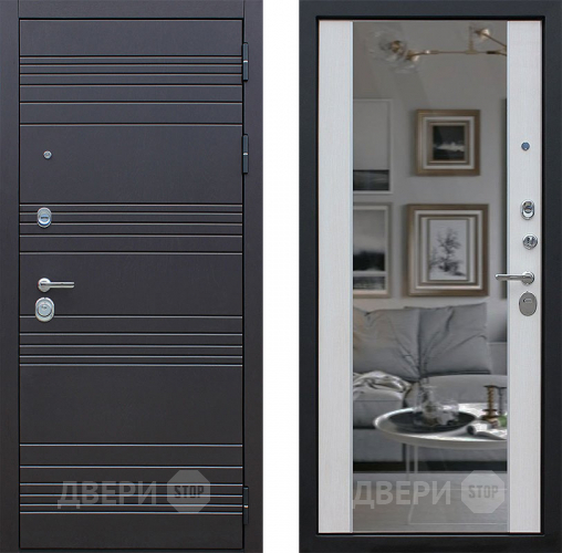 Входная металлическая Дверь АСД Дуэт с зеркалом Лиственница белая в Лыткарино