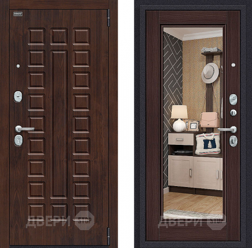 Входная металлическая Дверь Bravo Оптим Урбан с зеркалом Wenge Veralinga в Лыткарино