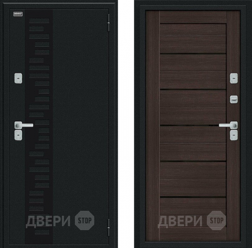 Входная металлическая Дверь Bravo Thermo Техно Декор Букле черное/Wenge Veralinga в Лыткарино