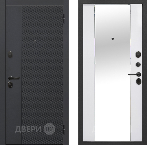 Входная металлическая Дверь Флорида Зеркало Фацет Эммалит Белый в Лыткарино