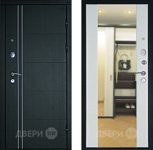 Входная металлическая Дверь Дверной Континент Тепло - Люкс Зеркало Беленый дуб в Лыткарино