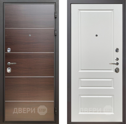 Входная металлическая Дверь Шелтер (SHELTER) Комфорт Венге структурный горизонт 1 Белый ясень в Лыткарино