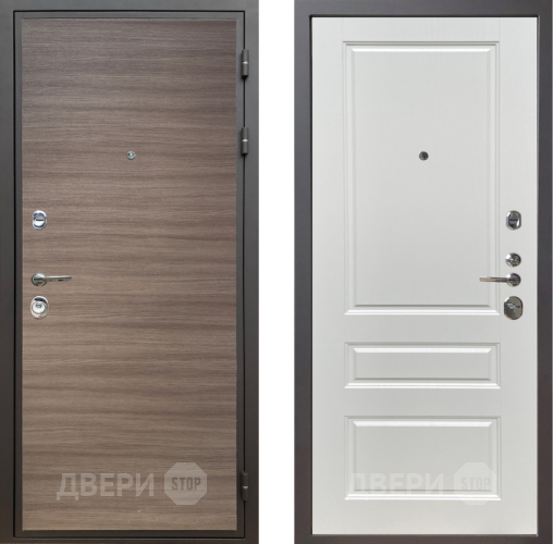 Входная металлическая Дверь Шелтер (SHELTER) Комфорт Дуб тоскано поперечный 1 Белый ясень в Лыткарино