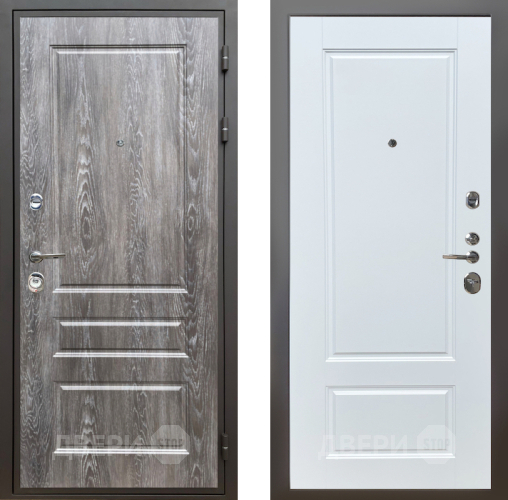 Входная металлическая Дверь Шелтер (SHELTER) Комфорт Дуб шале серебро 4 Белый матовый в Лыткарино