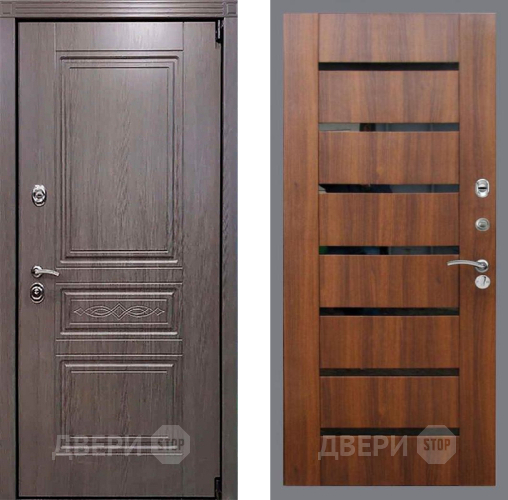 Входная металлическая Дверь Рекс (REX) Пренмиум-S СБ-14 стекло черное Орех бренди в Лыткарино