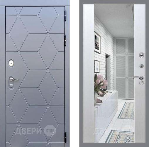 Входная металлическая Дверь Стоп КОСМО Зеркало СБ-16 Лиственница беж в Лыткарино