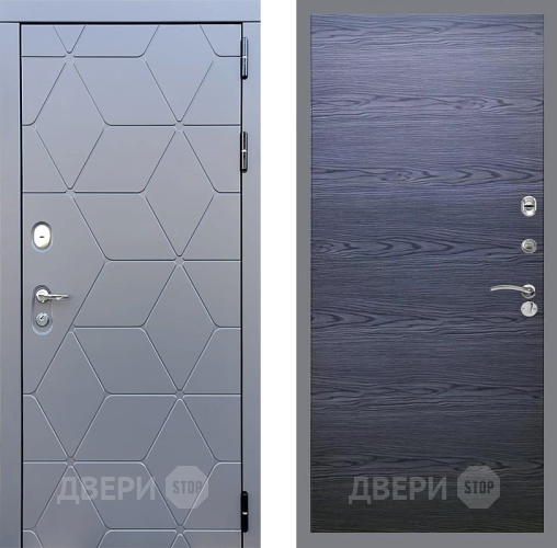 Входная металлическая Дверь Стоп КОСМО Гладкая Дуб тангенальный черный в Лыткарино