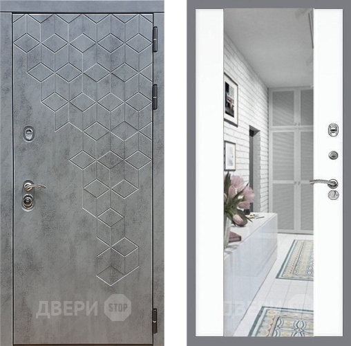 Входная металлическая Дверь Стоп БЕТОН Зеркало СБ-16 Силк Сноу в Лыткарино