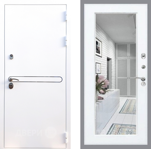 Входная металлическая Дверь Стоп Лайн Вайт Зеркало Силк Сноу в Лыткарино