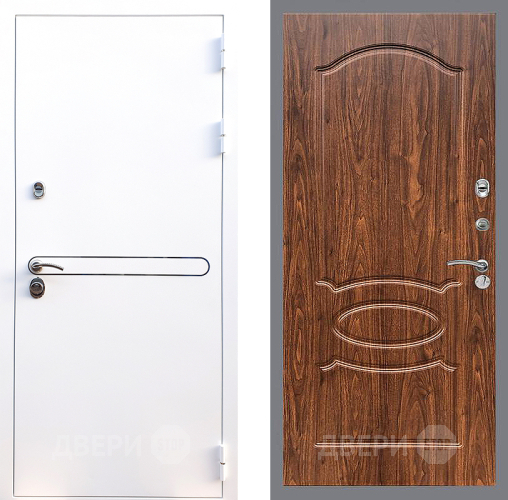 Входная металлическая Дверь Стоп Лайн Вайт ФЛ-128 орех тисненый в Лыткарино