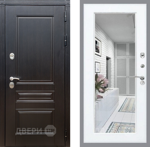 Входная металлическая Дверь Стоп МЕГАПОЛИС Зеркало Силк Сноу в Лыткарино