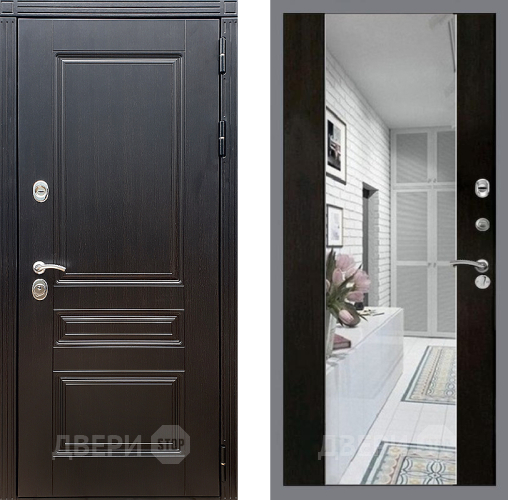 Входная металлическая Дверь Стоп МЕГАПОЛИС Зеркало СБ-16 Венге в Лыткарино