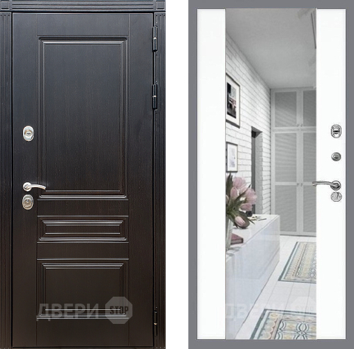 Входная металлическая Дверь Стоп МЕГАПОЛИС Зеркало СБ-16 Силк Сноу в Лыткарино