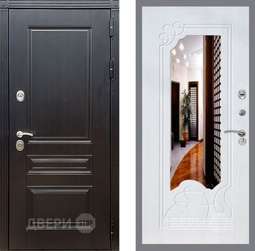 Входная металлическая Дверь Стоп МЕГАПОЛИС ЗкркалоФЛ-147 Ясень белый в Лыткарино