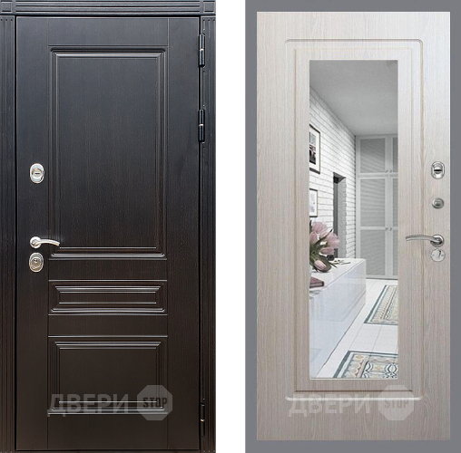 Входная металлическая Дверь Стоп МЕГАПОЛИС Зеркало ФЛ-120 Беленый дуб в Лыткарино