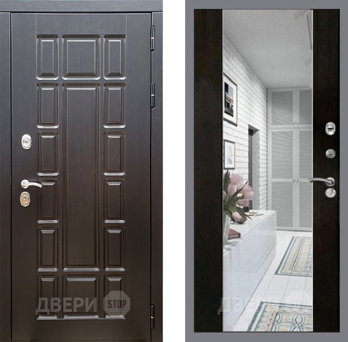 Входная металлическая Дверь Стоп НЬЮ ЙОРК Зеркало СБ-16 Венге в Лыткарино