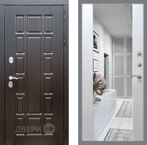 Входная металлическая Дверь Стоп НЬЮ ЙОРК Зеркало СБ-16 Лиственница беж в Лыткарино