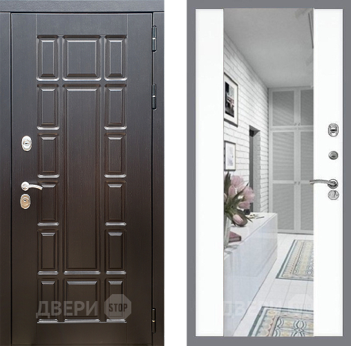 Входная металлическая Дверь Стоп НЬЮ ЙОРК Зеркало СБ-16 Силк Сноу в Лыткарино