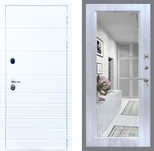 Входная металлическая Дверь Стоп ТРЕНДО Зеркало Сандал белый в Лыткарино