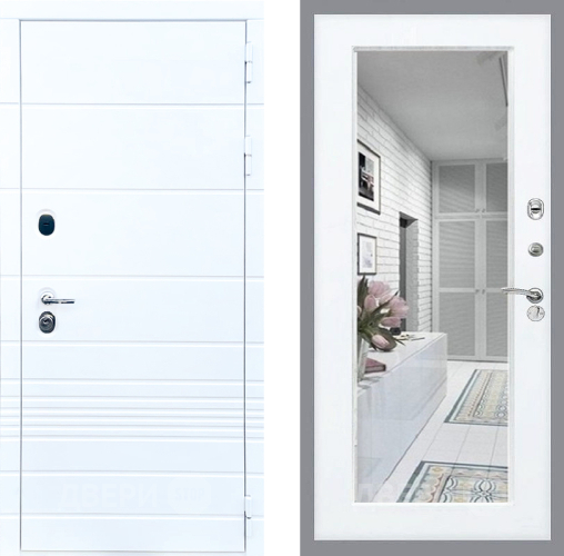 Входная металлическая Дверь Стоп ТРЕНДО Зеркало Силк Сноу в Лыткарино