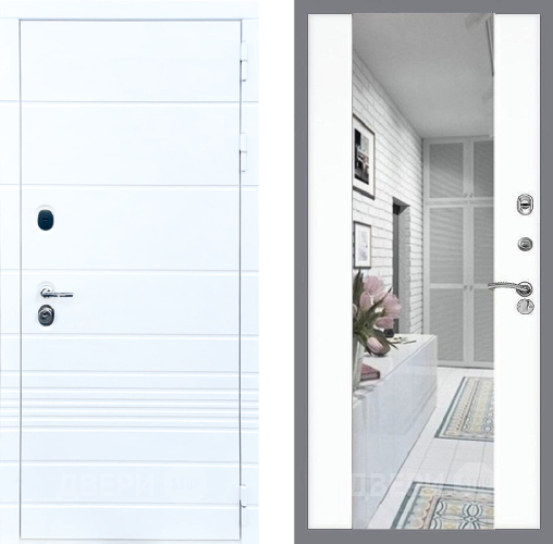 Входная металлическая Дверь Стоп ТРЕНДО Зеркало СБ-16 Силк Сноу в Лыткарино