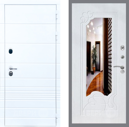 Входная металлическая Дверь Стоп ТРЕНДО ЗкркалоФЛ-147 Ясень белый в Лыткарино