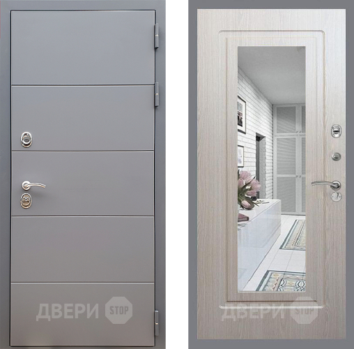 Дверь Стоп АРТ ГРАФИТ Зеркало ФЛ-120 Беленый дуб в Лыткарино