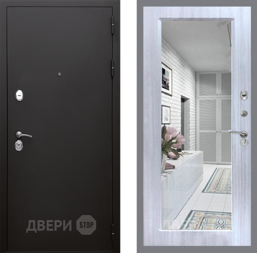 Входная металлическая Дверь Стоп КЛАССИК Шагрень Зеркало Сандал белый в Лыткарино