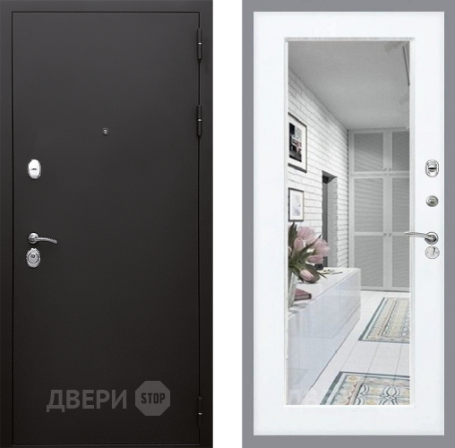 Входная металлическая Дверь Стоп КЛАССИК Шагрень Зеркало Силк Сноу в Лыткарино