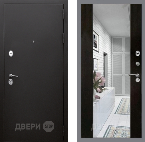 Входная металлическая Дверь Стоп КЛАССИК Шагрень Зеркало СБ-16 Венге в Лыткарино