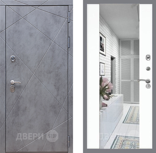 Входная металлическая Дверь Стоп Лучи Зеркало СБ-16 Силк Сноу в Лыткарино