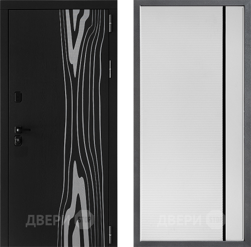 Входная металлическая Дверь Дверной континент ДК-12 ФЛ-757 Черное Стекло Софт милк в Лыткарино