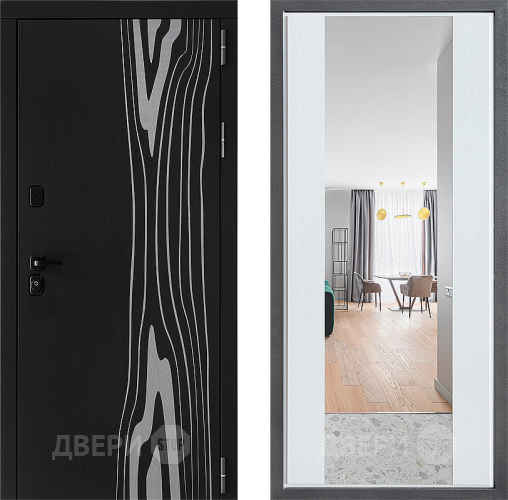 Входная металлическая Дверь Дверной континент ДК-12 ФЛЗ-1 Зеркало Белое дерево в Лыткарино