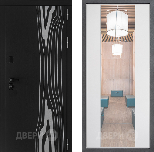 Входная металлическая Дверь Дверной континент ДК-12 ФЛЗ-1 Зеркало Белый софт в Лыткарино