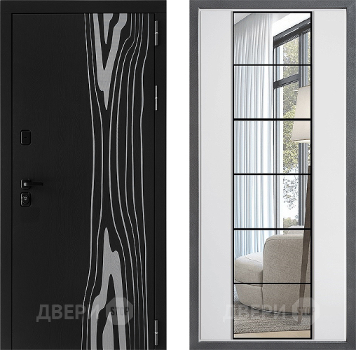 Входная металлическая Дверь Дверной континент ДК-12 ФЛЗ-2 Зеркало Белый софт в Лыткарино