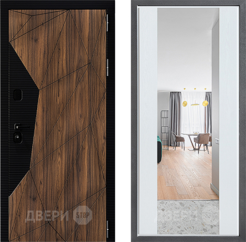 Входная металлическая Дверь Дверной континент ДК-11 ФЛЗ-1 Зеркало Белое дерево в Лыткарино