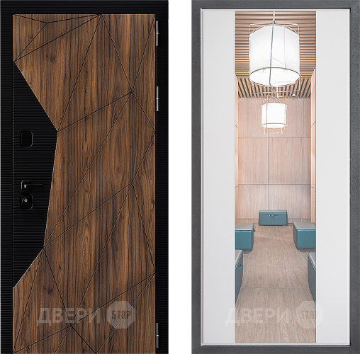 Входная металлическая Дверь Дверной континент ДК-11 ФЛЗ-1 Зеркало Белый софт в Лыткарино