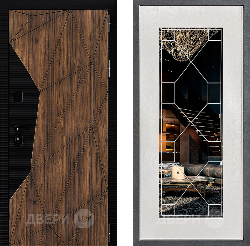 Входная металлическая Дверь Дверной континент ДК-11 ФЛ-Тиффани Зеркало Белое дерево в Лыткарино