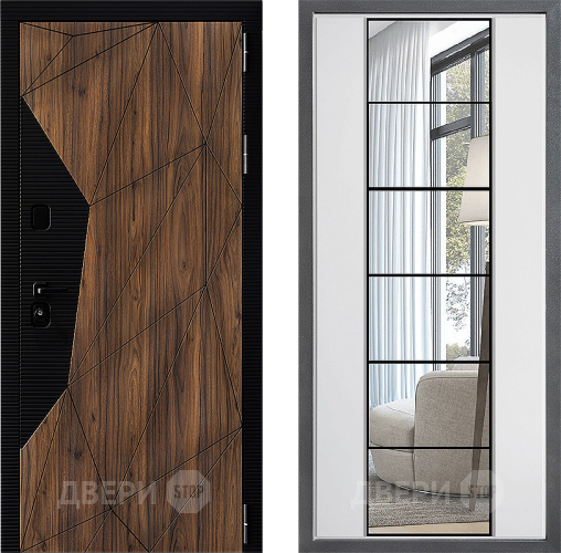 Входная металлическая Дверь Дверной континент ДК-11 ФЛЗ-2 Зеркало Белый софт в Лыткарино