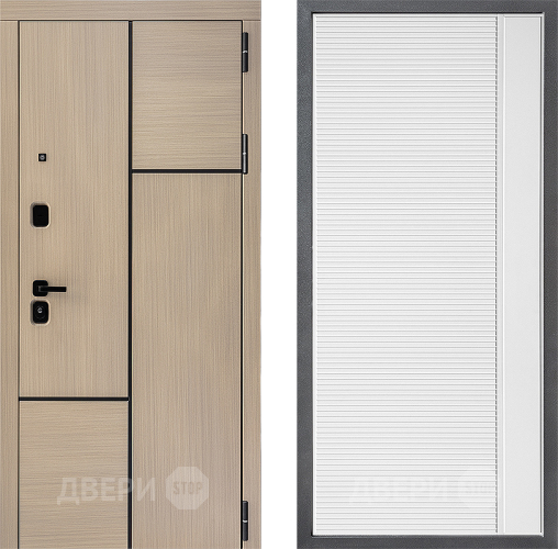 Входная металлическая Дверь Дверной континент ДК-14 ФЛ-757 Белое Стекло Софт милк в Лыткарино