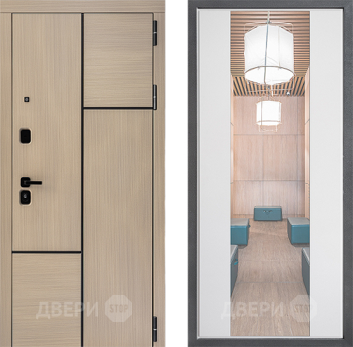 Входная металлическая Дверь Дверной континент ДК-14 ФЛЗ-1 Зеркало Белый софт в Лыткарино