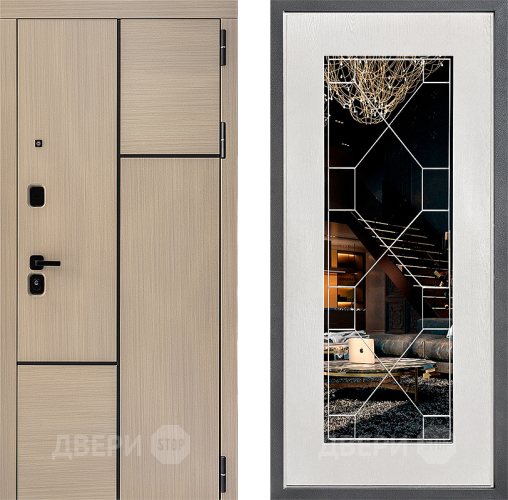 Входная металлическая Дверь Дверной континент ДК-14 ФЛ-Тиффани Зеркало Белое дерево в Лыткарино