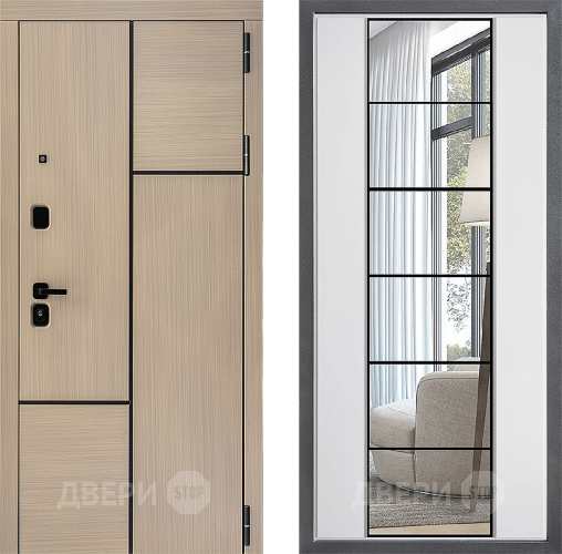 Входная металлическая Дверь Дверной континент ДК-14 ФЛЗ-2 Зеркало Белый софт в Лыткарино