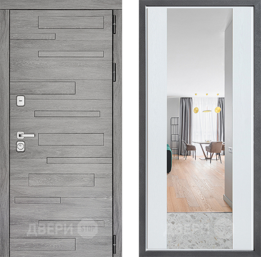 Входная металлическая Дверь Дверной континент ДК-10 ФЛЗ-1 Зеркало Белое дерево в Лыткарино