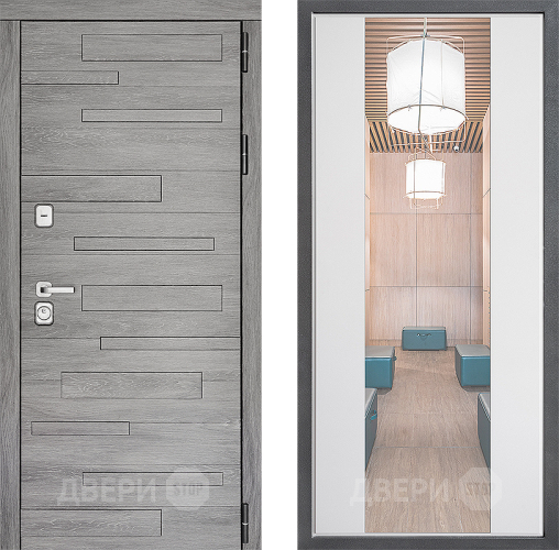 Входная металлическая Дверь Дверной континент ДК-10 ФЛЗ-1 Зеркало Белый софт в Лыткарино