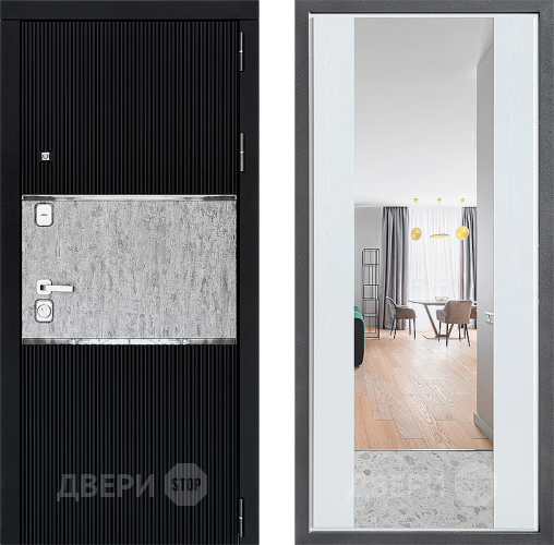 Входная металлическая Дверь Дверной континент ДК-13 ФЛЗ-1 Зеркало Белое дерево в Лыткарино