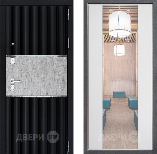 Входная металлическая Дверь Дверной континент ДК-13 ФЛЗ-1 Зеркало Белый софт в Лыткарино