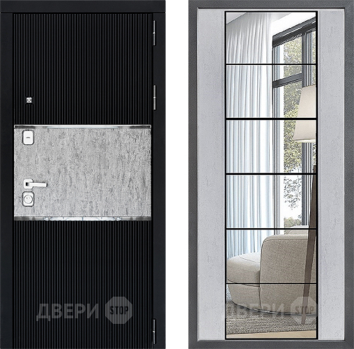 Входная металлическая Дверь Дверной континент ДК-13 ФЛЗ-2 Зеркало Бетон светлый в Лыткарино