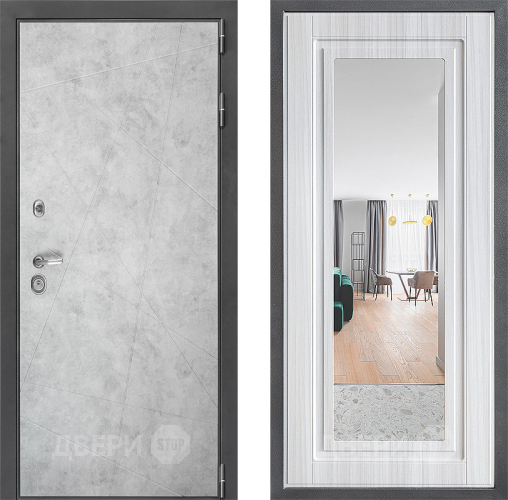 Входная металлическая Дверь Дверной континент ДК-3/743 ФЛЗ Зеркало Сандал белый в Лыткарино